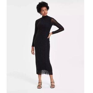 NWT Bar III Dress Black Bodycon Long Beaded 1X NWT
